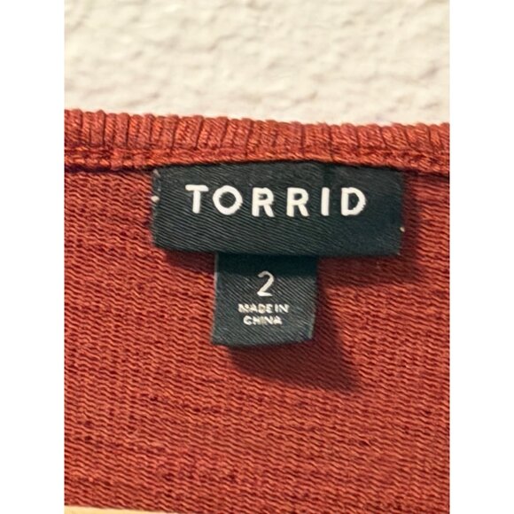 Torrid Rust Orange Ribbed Tiered V-Neck Dress Size 2X Short Sleeve Casual Dress - Picture 3 of 12